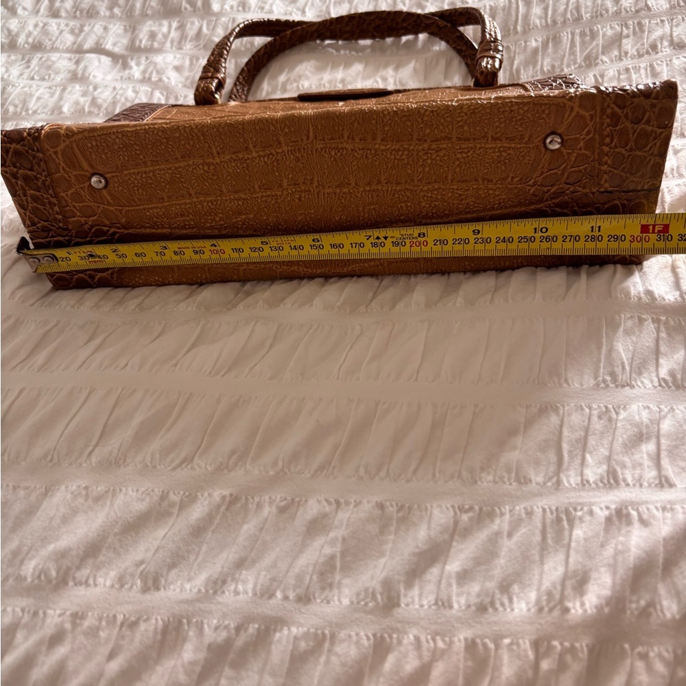 Tan Croc-Embossed Satchel Handbag - vintage Rieke - Picture 10 of 12